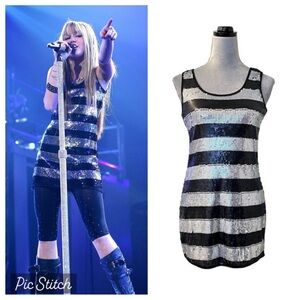 Glamorous Black and Silver Sequin Dress ASO Hannah Montana